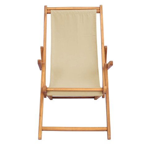 Strandstoel Beige Massief Teakhout 3