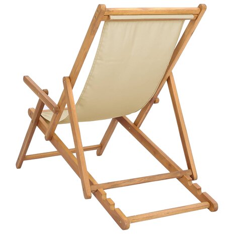 Strandstoel Beige Massief Teakhout 5