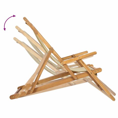 Strandstoel Beige Massief Teakhout 8