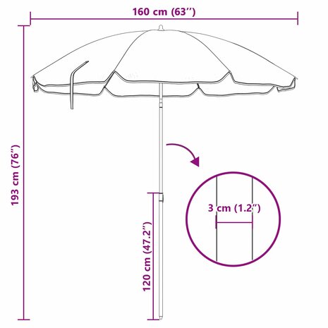 Parasol Groen 161 x 161 x 193 cm Polyester 8