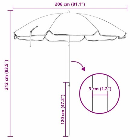 Strandparasol Blauw en Wit 206 x 206 x 212 cm 8