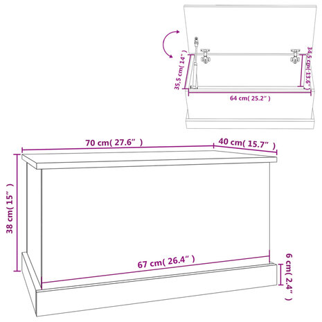 Opbergbox Sonoma Eiken 70x40x38 cm Bewerkt Hout 10