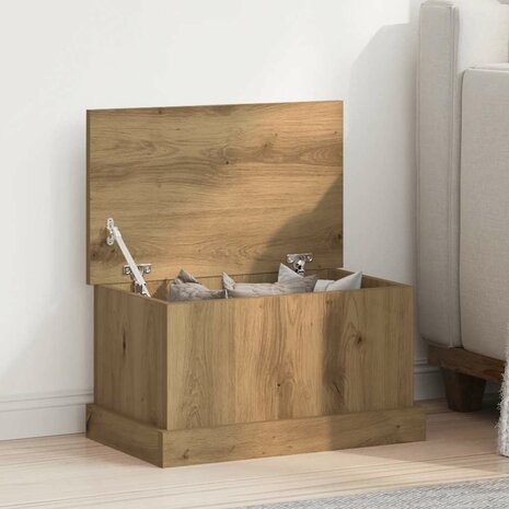 Opbergbox 30x50x28 cm bewerkt hout artisanaal eikenkleurig 1