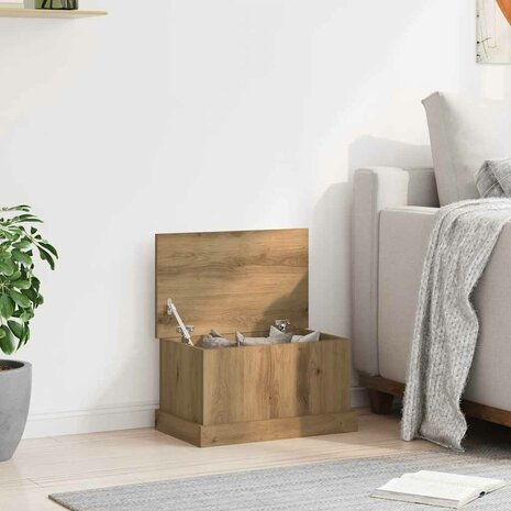 Opbergbox 30x50x28 cm bewerkt hout artisanaal eikenkleurig 3