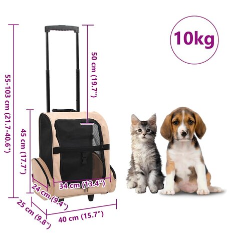 Huisdierentrolley inklapbaar beige 8