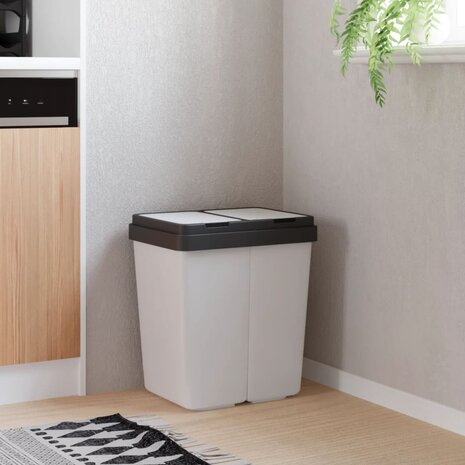Vuilnisbak dubbel 2x25 L wit 1