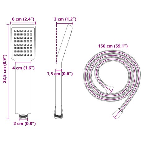 Doucheset Zwart 150 cm Roestvrij staal 10