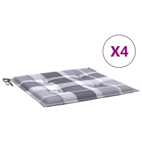 Tuinstoelkussens 4 st 50x50x4 cm oxford stof ruitpatroon grijs 2