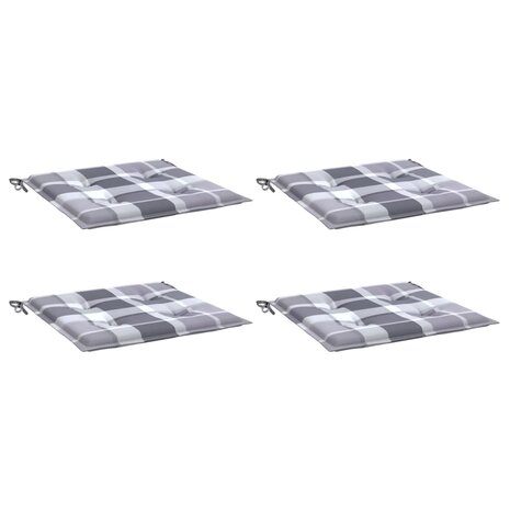 Tuinstoelkussens 4 st 50x50x4 cm oxford stof ruitpatroon grijs 3
