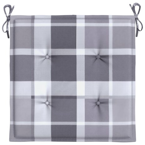 Tuinstoelkussens 4 st 50x50x4 cm oxford stof ruitpatroon grijs 4
