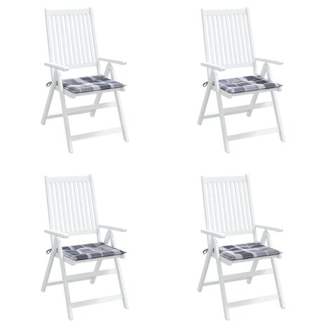 Tuinstoelkussens 4 st 50x50x4 cm oxford stof ruitpatroon grijs 8