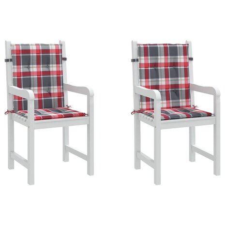 Tuinstoelkussens 2 st 100x50x3 cm oxford stof ruitpatroon rood 8