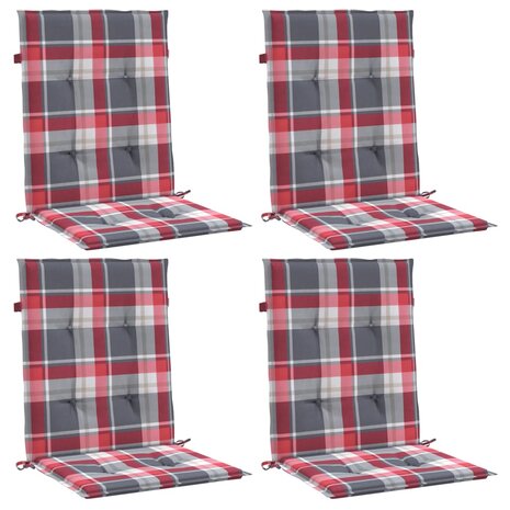 Tuinstoelkussens 4 st 100x50x3 cm oxford stof ruitpatroon rood 3
