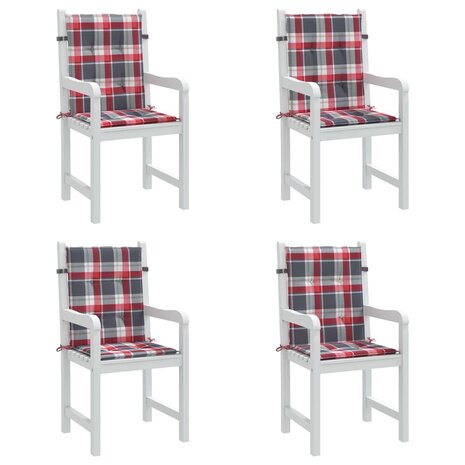 Tuinstoelkussens 4 st 100x50x3 cm oxford stof ruitpatroon rood 8