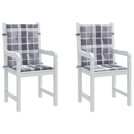 Tuinstoelkussens 2 st 100x50x3 cm oxford stof ruitpatroon grijs 8
