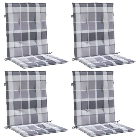 Tuinstoelkussens 4 st 100x50x3 cm oxford stof ruitpatroon grijs 3