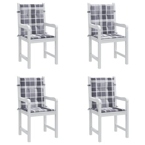 Tuinstoelkussens 4 st 100x50x3 cm oxford stof ruitpatroon grijs 8