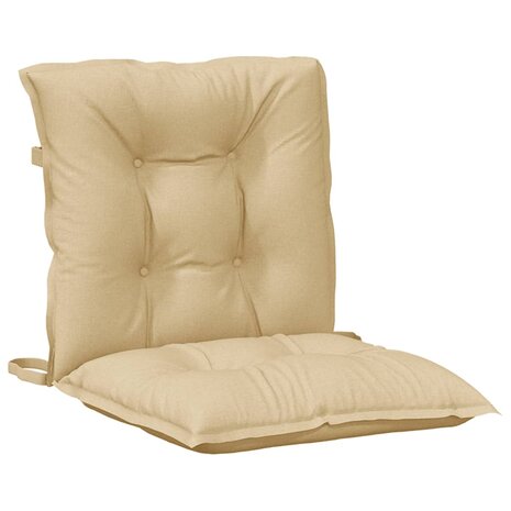 Stoelkussens 2 st lage rug 100x50x7 cm stof gem&ecirc;leerd beige 5