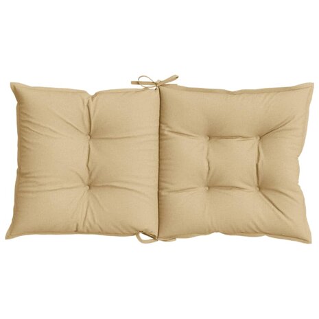 Stoelkussens 2 st lage rug 100x50x7 cm stof gem&ecirc;leerd beige 7