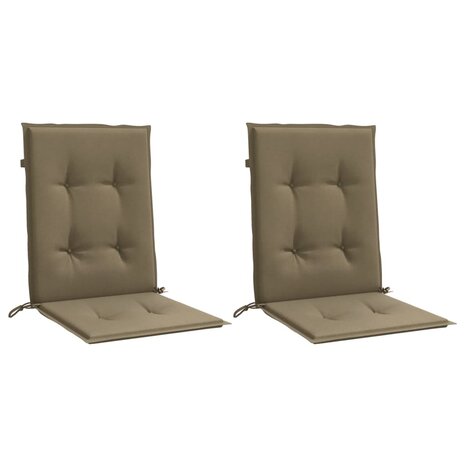 Stoelkussens 2 st lage rug 100x50x4 cm stof gem&ecirc;leerd taupe 4