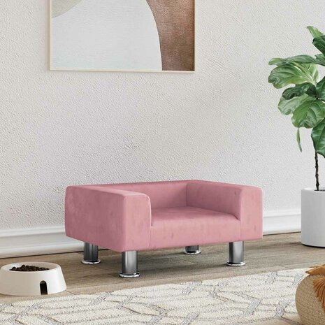 Hondenmand 50x40x26,5 cm fluweel roze 1