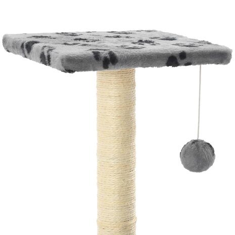 Kattenkrabpaal met sisal krabpalen 65 cm pootafdrukken grijs  4