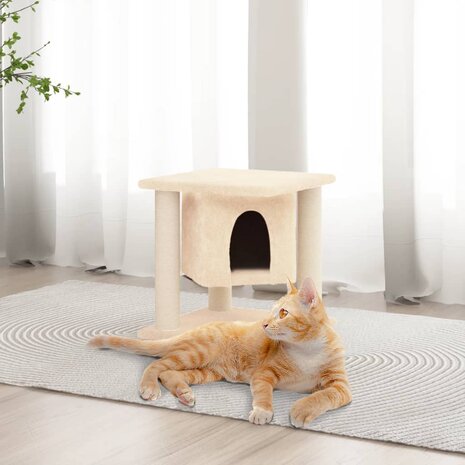Kattenmeubel met sisal krabpalen 37 cm cr&egrave;mekleurig 1