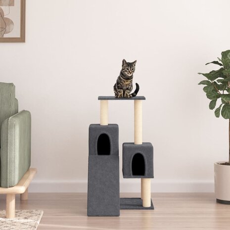 Kattenmeubel met sisal krabpalen 82 cm donkergrijs 1