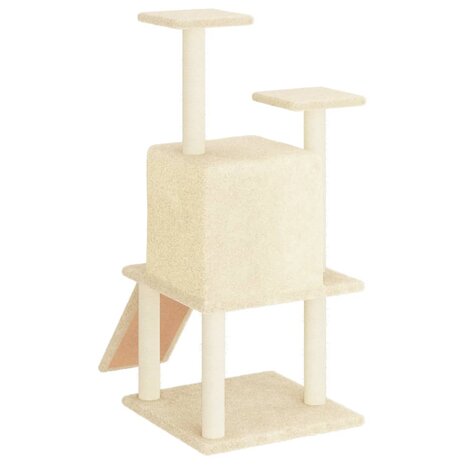 Kattenmeubel met sisal krabpalen 110 cm cr&egrave;mekleurig 5