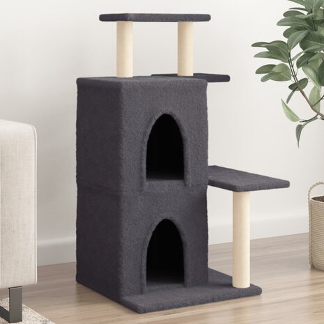 Kattenmeubel met sisal krabpalen 97 cm donkergrijs 1