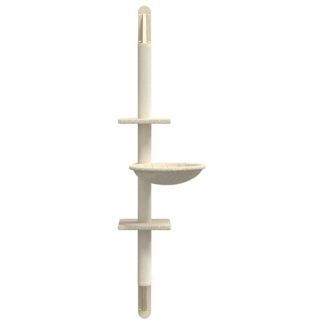 Kattenmeubel wandgemonteerd met krabpaal 142,5 cm cr&egrave;mekleurig 4