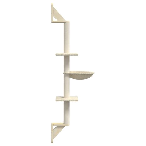 Kattenmeubel wandgemonteerd met krabpaal 142,5 cm cr&egrave;mekleurig 5