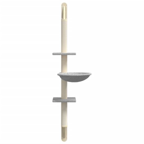 Kattenmeubel wandgemonteerd met krabpaal 142,5 cm lichtgrijs 4