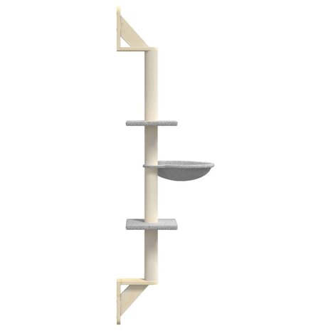 Kattenmeubel wandgemonteerd met krabpaal 142,5 cm lichtgrijs 5