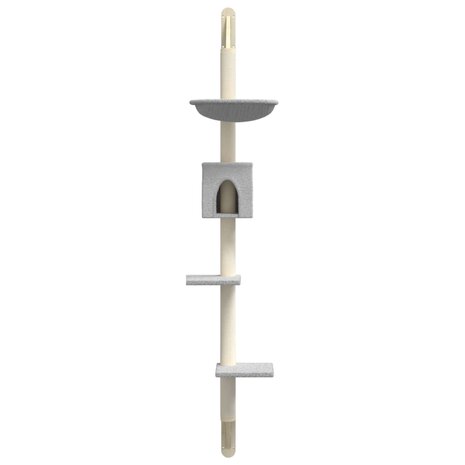 Kattenmeubel wandgemonteerd met krabpaal 187 cm lichtgrijs 4