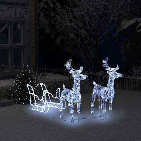 Kerstversiering rendieren en slee 160 LED's 130 cm acryl 1