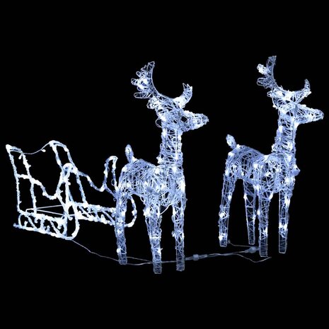 Kerstversiering rendieren en slee 160 LED's 130 cm acryl 3