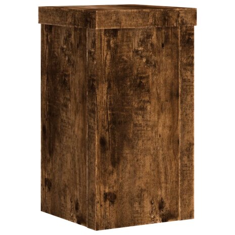 Plantenstandaards 2 st 10x10x18 cm bewerkt hout gerookt eiken 5