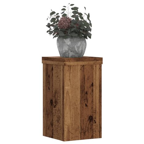Plantenstandaards 2 st 10x10x18 cm bewerkt hout oud houtkleurig 8