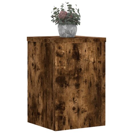 Plantenstandaards 2 st 25x25x35 cm bewerkt hout gerookt eiken 8