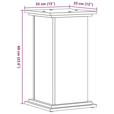 Plantenstandaard 33x33x60 cm bewerkt hout grijs sonoma eiken 9