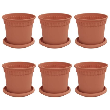 Plantenpotten 6 pcs Baksteenrood &Oslash; 15 x 12 cm Kunststof 2