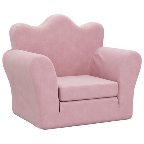 Kinderslaapbank zacht pluche roze 2
