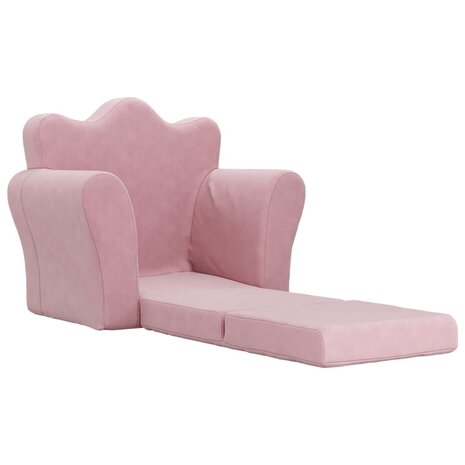 Kinderslaapbank zacht pluche roze 4