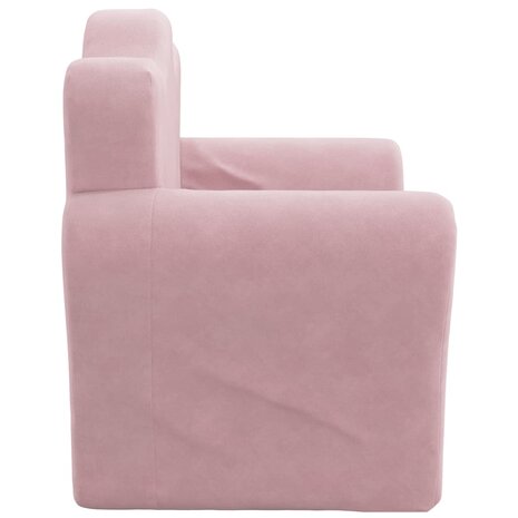 Kinderslaapbank zacht pluche roze 5