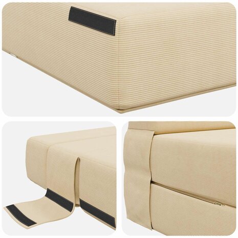 Vouwbare Sofa Bed Matras Cr&egrave;mekleurig 70 x 80 x 60 cm Stof 5