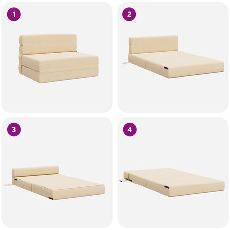 Vouwbare Sofa Bed Matras Cr&egrave;mekleurig 70 x 80 x 60 cm Stof 6