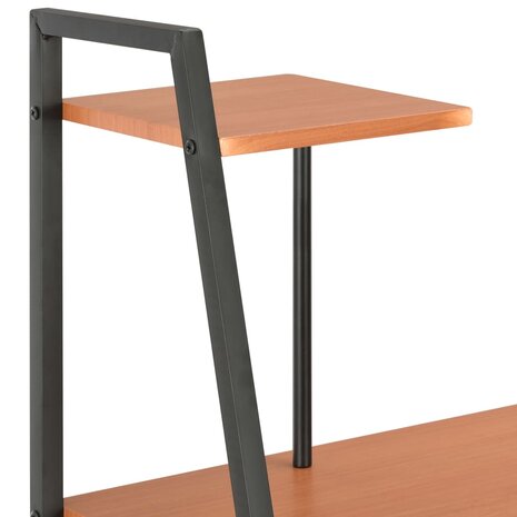 Bureau met schappen 102x50x117 cm zwart en bruin 5