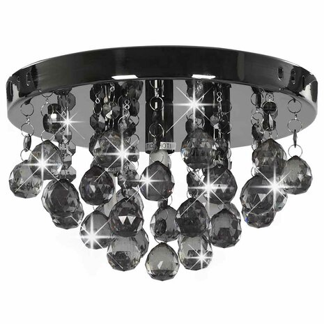 Plafondlamp met smoky kralen rond G9 zwart 2