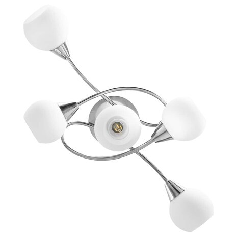 Plafondlamp met keramieken bolvormige kappen voor 5xE14 wit 5